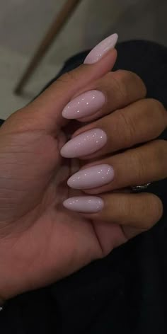 Acrylic Nails Stickers, Almond Nail One Color, Solid Nail Color Ideas For Pale Skin, Nail Extension Color Ideas, Almond Milky Pink Nails, Nail Type Shape, Ballet Pink Almond Nails, Nail Natural Colors, Shellac Nails Long