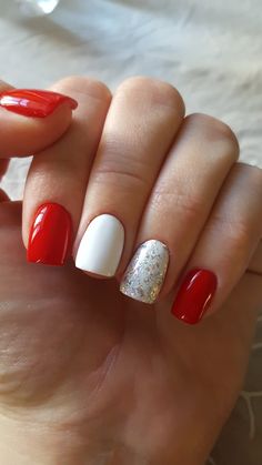 Christmas Nail Art Ideas, Nails Hand Painted, Red Gel Nails, Custom Press On Nails, February Nails, Homecoming Nails, Cuticle Pusher