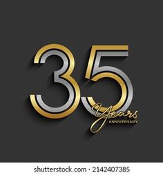 35 years anniversary celebration with gold and silver numbers on black background, celebrating the 35th anniversary