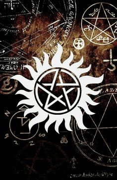 an image of a pentagramil surrounded by other symbols