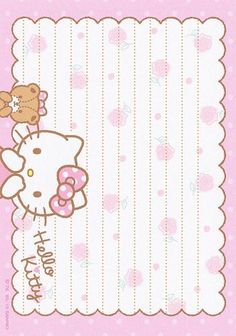 a hello kitty birthday card with a teddy bear