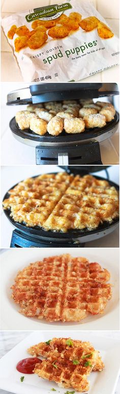 there are two different types of waffles on top of each other