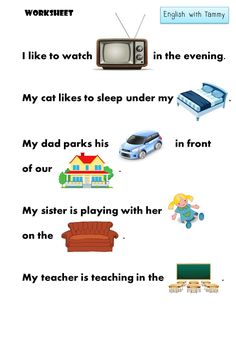 an english worksheet with pictures and words