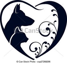 a dog and cat in a heart shaped frame