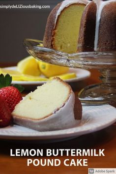 a lemon buttermilk pound cake on a plate