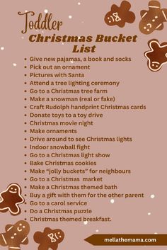 a christmas list with gingerbreads and other treats on it's back cover