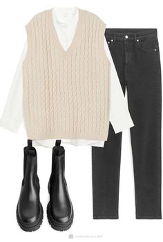 Knitted Vest Outfit, Chique Outfit, Outfit Trends, Vest Outfits, Mode Inspo, 가을 패션, Autumn Outfit, Outfit Inspo Fall, Business Casual Outfits