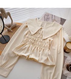 Style: commuting Size: one size Color: white, apricot, khaki, black Women Blouses Fashion, Fashionista Clothes, Stylish Dress Designs, Women Blouses, Collar Designs, Luxury Clothing, Blouse Vintage, Fashion Sewing, Vintage French