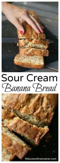 this sour cream banana bread is so good and easy to make