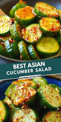 Asian Side Dishes, Asian Cucumber Salad, Asian Dinner Recipes, Asian Dinners, Asian Spices, Resep Salad, Cucumber Recipes Salad, Cucumber Recipes