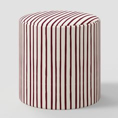 Drum Ottoman in Waverly Stripe Berry Cream - Threshold™ Upholstered Ottoman Stool, Dining Banquette, Creative Room, Skyline Furniture, Apt Decor, Garden Coffee, Versatile Furniture, Cube Ottoman, New York Apartment