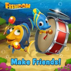 fishdom make friends screenshot with an image of two fish on the drum set