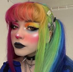 Soft Grunge Hair, Alternative Makeup, Multicolored Hair, Dye My Hair, Hair Reference, Hair Inspo Color, Rainbow Hair