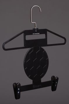 a black hanger with two hooks on it