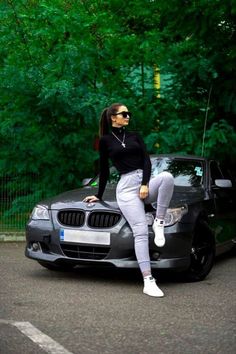 car Vehicles ideas cool cars Car Pose, Bmw Girl, Modele Fitness, Car Poses, Shotting Photo