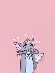 an image of a cartoon cat with hearts on it's chest pointing at something