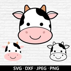 a cow and a horse face svg dxf png cut file for cricut