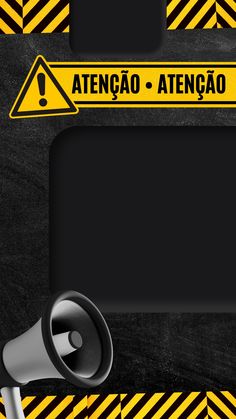 a black and yellow hazard background with a megaphone