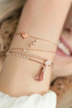 Anting Manik, Jewerly Bracelets, Tassel Bracelet, Rose Gold Jewelry, Girly Jewelry, Pink Bracelet, Cute Jewelry, Delicate Bracelet, Bling Bling