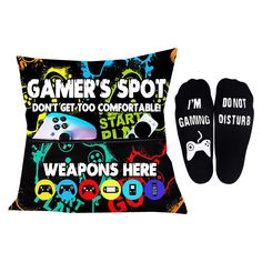 PRICES MAY VARY. Cotton & Polyester Blend 【Best Gamer Gifts】 Best Christmas gifts Birthday Gifts for Gamers teenage boys Girls Men Sons Grandchildren Boyfriends. They’ll surely get a kick out of this personalized gift basket which includes 1* soft fabric 18*18inch gaming pillow cover (cover only, insert not included) and 1* pair of Do Not Disturb I'm Gaming Novelty Socks. Ready to get compliments from Gamers! 【Pocket Design Throw Pillow Case】This quality soft game pillow case has a pocket, great Novelty Multicolor Socks As A Gift, Funny Multicolor Socks For Gift, Fun Black Socks As Gift, Funny Multicolor Socks For Gifts, Funny Letter Print Socks As Gift, Funny Letter Print Socks Gift, Novelty Multicolor Socks For Stocking Stuffers, Multicolor Novelty Socks For Stocking Stuffer, Playful Black Non-slip Socks