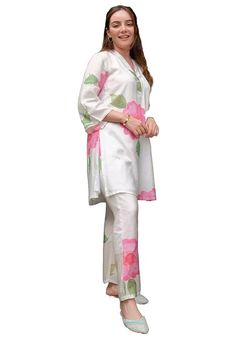 Buy ANNI DESIGNER Women's Chanderi Cotton Straight Printed Co-Ord Set (Lace Cream Co-ord-NKL_S_Cream_Small) at Amazon.in Sheer Texture, Ethnic Motifs, Short Kurti, Kurtis With Pants, Cream Style, Kurta With Pants, Traditional Wear, Cotton Top