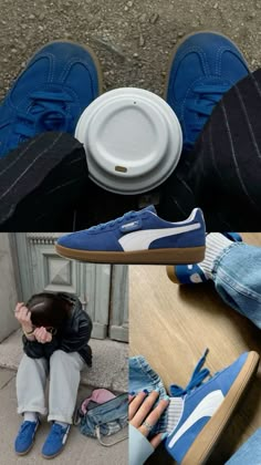 #blueshoes #pumashoes #outfits Puma Shoes Outfit, Blue Puma Shoes, Adidas Art, Puma Palermo, Puma Outfit, Sneakers Looks, Street Style Outfits Men, Shoe Inspo, Swag Shoes