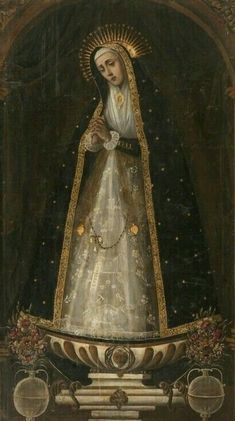 an old painting of the virgin mary