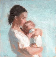 a painting of a woman holding a baby