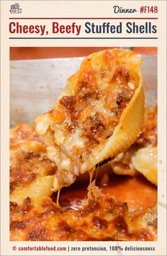 cheesey beef stuffed shells on a plate