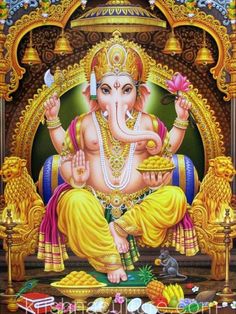 an image of lord ganesha sitting on the ground