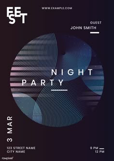 a party flyer with an abstract design on the front and back cover for a night club