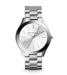 A perennial favorite, our iconic Runway watch gets a slim update just in time for the holidays. We love how the sleek, understated dial reads modern, and in silver-tone stainless steel, easily adds a gilded touch to your favorite looks. Stack it with an arm full of silver jewelry for your off-duty days, or slip it on as its own standout piece when you’re headed to the office. Michael Kors Runway, Slim Watches, Olivia Burton, Women Wrist Watch, Watch Model, Women's Watch, Stainless Steel Band, Stainless Steel Watch, Michael Kors Watch