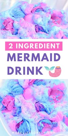 two ingredient mermaid drink recipe with pink and blue jello in the middle on a white plate