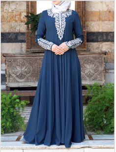 Abayas By Shukr Clothing - Hijab Blog Full Flared Skirt, Embroidery Motif, Muslim Dress, Abaya Dress, Modest Clothing, Islamic Fashion, Muslimah Fashion