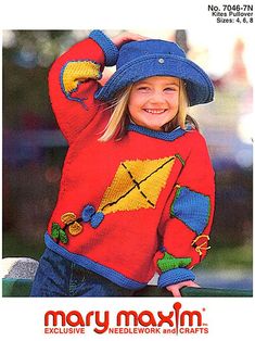 Knit a fun sweater using this pattern. This is a downloadable (non paper) pattern. For questions about yarn requirements, please contact us. After your purchase, you may download the pattern from your account. Fun Sweater, Mary Maxim, Pullover Pattern, Pattern Inspiration, Vintage Knitting Patterns, Kites, Cozy Sweater, Craft Patterns, Worsted Weight