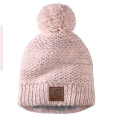 Add warmth to a cold day with this Carhartt Women's Sherpa-Lined Knit Pom-Pom Beanie. Fuzzy sherpa fleece makes this women's beanie extra warm for those chilly days. A chunky hand-knit look and a classic pom means this beanie is versatile enough to go with any look. Choose this Carhartt women's beanie and never worry about compromising comfort for style.  98% acrylic/2% polyester construction to last through daily use  Carhartt Patch sewn on front  Faux cuff offers a classic look  Sherpa-Lined f Sleep Shoes, My Christmas Wishlist, Pompom Beanie, Carhartt Beanie, Chunky Knitting Patterns, Stocking Cap, Carhartt Womens, Pink Salt, Women's Beanie