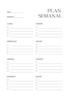 a printable planner with the words plan semaal and other things to do