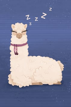 a cartoon llama sleeping with its eyes closed