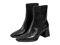 Vagabond Shoemakers Hedda Leather Bootie - Women's Pull-on Boots : Black : Your edgy look won't go unnoticed when you step out in the Vagabond Shoemakers Hedda Leather Bootie featuring a square-toe silhouette and block heel. , Leather upper and lining with cushioned footbed. Zipper closure. Rubber outsole. Imported.