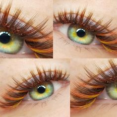 Наращивание ресниц,мокрый эффект Ginger Lash Extensions, Orange Lash Extensions, Orange Eyelashes, Fall Lashes, Applying Lashes, Manga Lashes