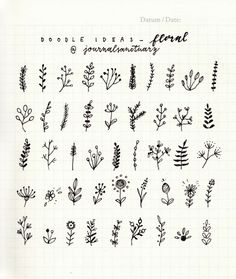 doodle florals are drawn in black and white on a sheet of lined paper