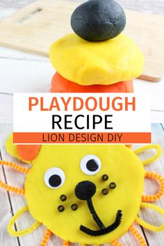 playdough recipe for kids to make lion design diy with googly eyes