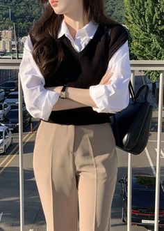 Sweater Vest Formal Outfit, T Shirt With Jeans Outfits, Korean Classy Outfits, Aesthetic Lawyer, Lawyer Fashion