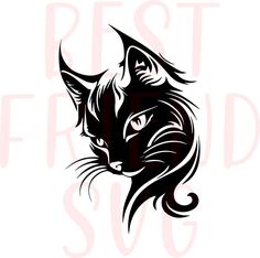 a black and white image of a cat's head with the words rest sod