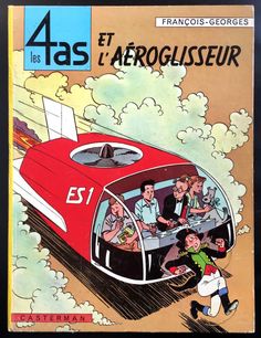 an image of a magazine cover with people riding in a train and another man standing next to it