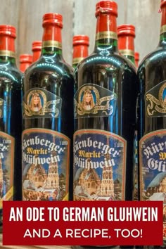 bottles of old german gluhwein and a recipe too