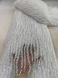 Groom Embroidery, African Luxury, Beaded Fabric, Beaded Lace Fabric, Elegant Party Dresses, African Lace, Fabric Beads, Handmade Fabric, Tulle Lace