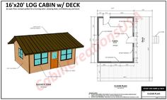 a small cabin with the floor plan and measurements