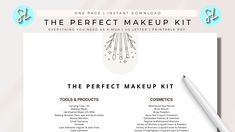 "This is a one-page printable list of the perfect makeup kit. It is an incredibly detailed list of everything you need as a makeup artist. This is a great way to get started in your makeup artistry career. It's simple - download, print and get started! Product information: * Everything you need as a MUA on one page * Tools, Products, Skin Products, Cosmetics, Sanitization Products, and Extras included * A4, US Letter size * Text and colors that are part of the design CAN NOT be altered * Ideal f Makeup Artist On Set, Beginner Makeup Artist Kit, Freelance Makeup Artist Kit, Makeup Artist Bridal Packages, Eye Pencil Makeup, Make Up Kits, Beauty Blenders, Makeup Artist Kit, Freelance Makeup Artist