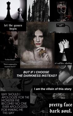 a collage of black and white photos with text that reads, but if i choose the darkness instead of this story